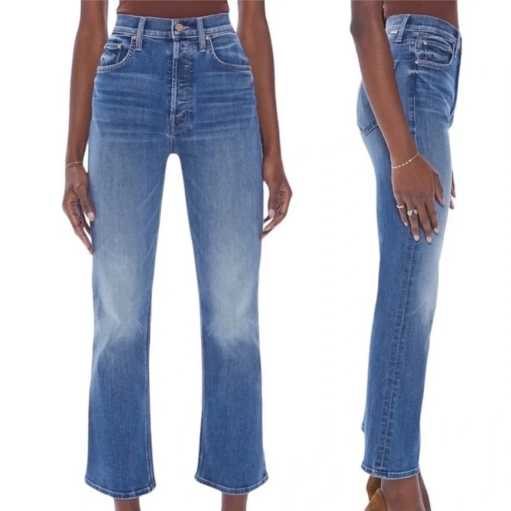 new Mother the tripper ankle straight wide jean in medium wash